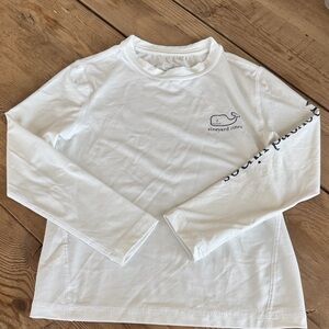 Vineyard Vines Kids Long-Sleeve White Rash Guard with Whale Logo size 5